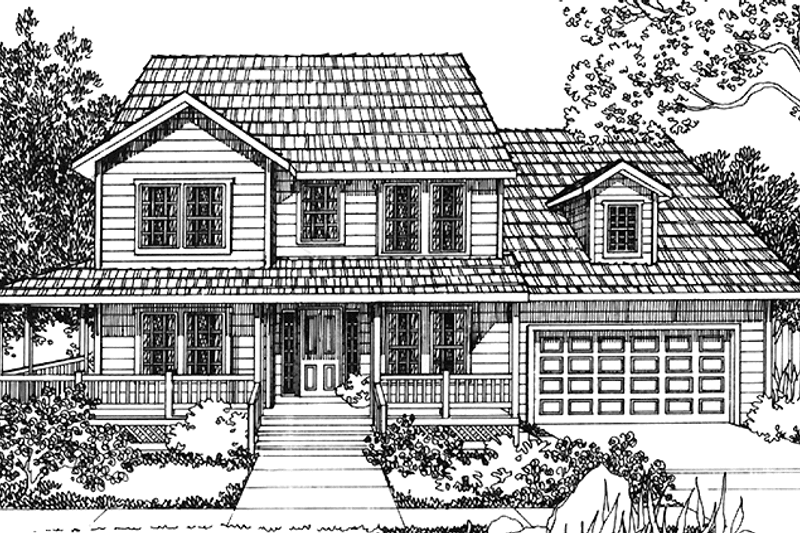 House Blueprint - Country Exterior - Front Elevation Plan #997-17