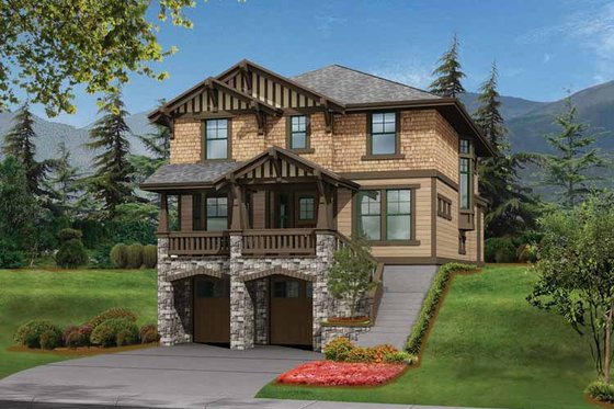 Exterior - Front Elevation 3 for Craftsman House Plan #132-242 - 3 bed, 2.5 bath