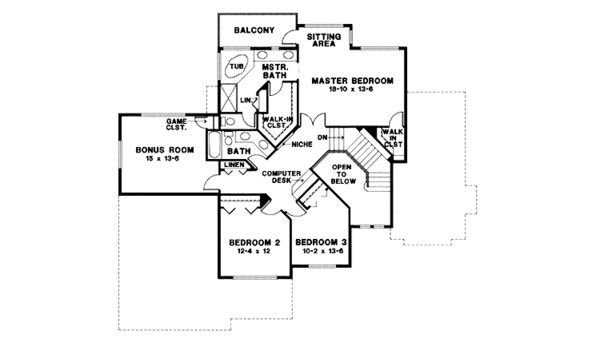 Dream House Plan - Country Floor Plan - Upper Floor Plan #966-61