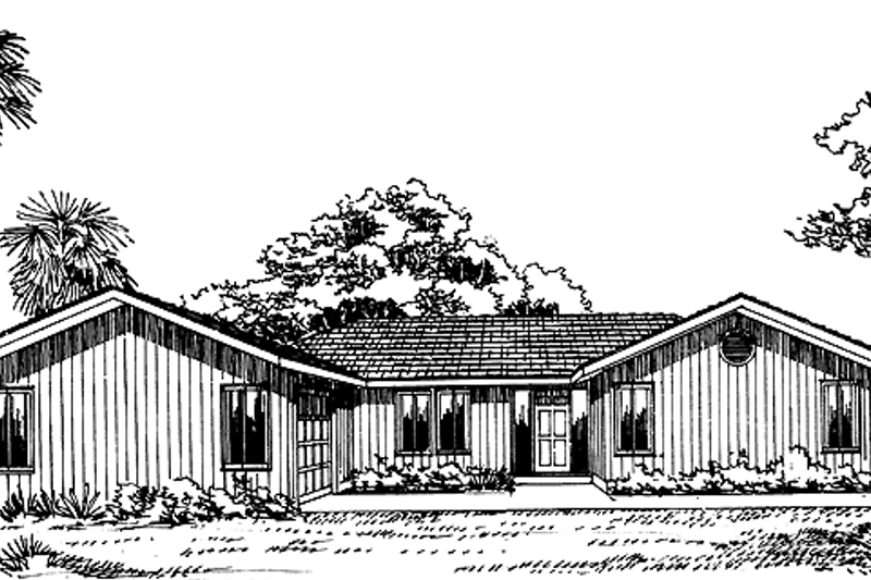 Home Plan - Exterior - Front Elevation 3 for Ranch House Plan #72-1032 - 3 bed, 2 bath