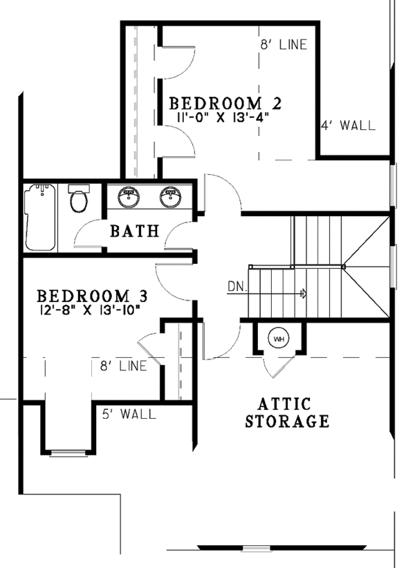 Home Plan - Tudor Floor Plan - Upper Floor Plan #17-3180