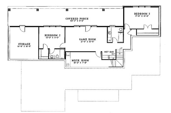 Floor Plan - Lower Floor for Colonial House Plan #17-2644 - 3 bed, 3.5 bath