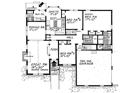 Floor Plan - Main Floor for Traditional House Plan #315-128 - 3 bed, 2.5 bath