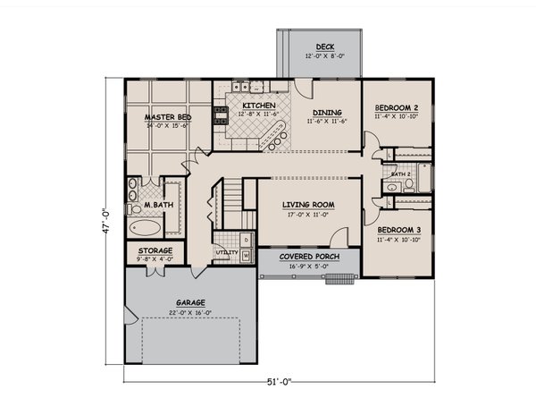 Architectural House Design - Ranch Floor Plan - Main Floor Plan #1082-4