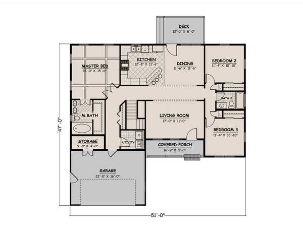 House Blueprint - Ranch Floor Plan - Main Floor Plan #1082-4