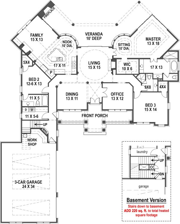 Ranch Floor Plan - Main Floor Plan #119-431