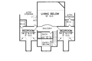 Floor Plan - Upper Floor for Country House Plan #65-134 - 3 bed, 2.5 bath