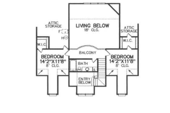 Floor Plan - Upper Floor for Country House Plan #65-134 - 3 bed, 2.5 bath