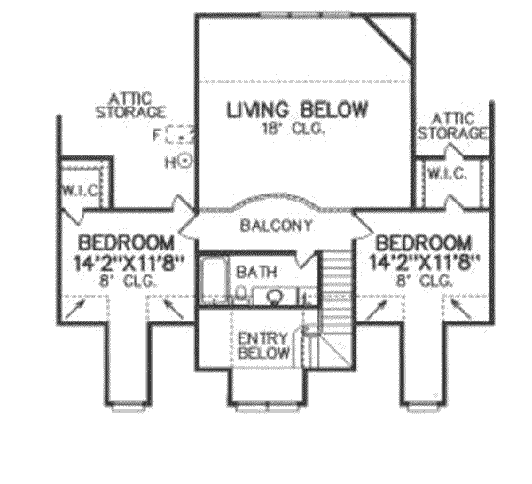 Country Floor Plan - Upper Floor Plan #65-134