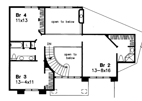 Architectural House Design - Traditional Floor Plan - Upper Floor Plan #320-951