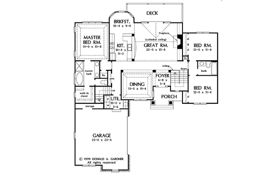 Floor Plan - Main Floor for Craftsman House Plan #929-446 - 4 bed, 3 bath
