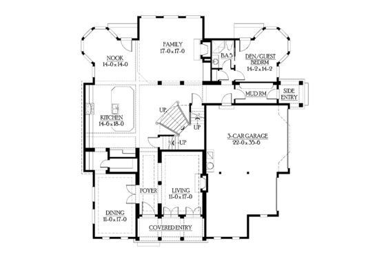 Floor Plan - Main Floor for Classical House Plan #132-512 - 5 bed, 5.5 bath