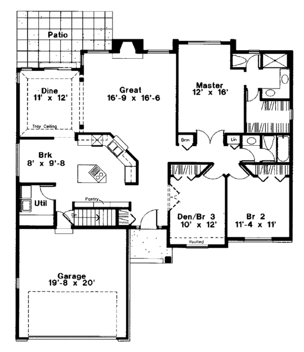 House Plan Design - Ranch Floor Plan - Main Floor Plan #300-120