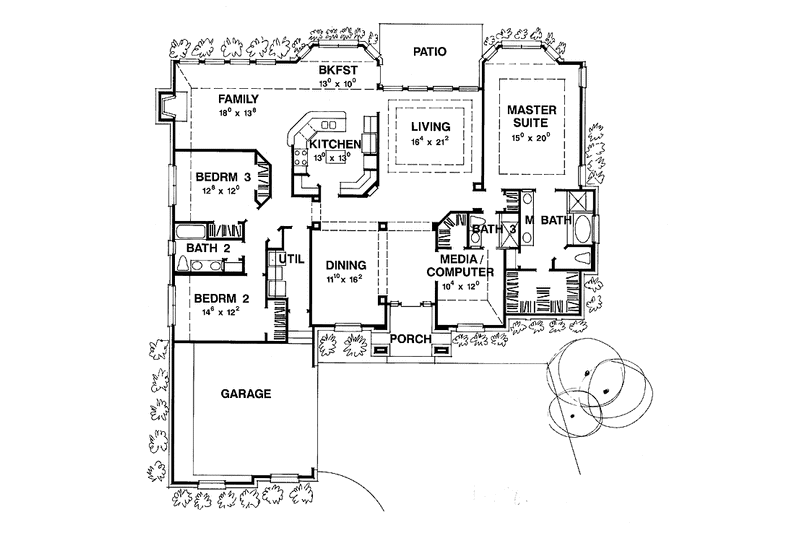 Home Plan - Floor Plan - Main Floor for Ranch House Plan #472-42 - 3 bed, 3 bath