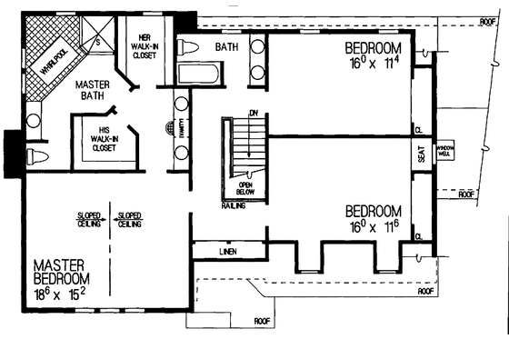 Floor Plan - Upper Floor for Tudor House Plan #72-852 - 3 bed, 2.5 bath