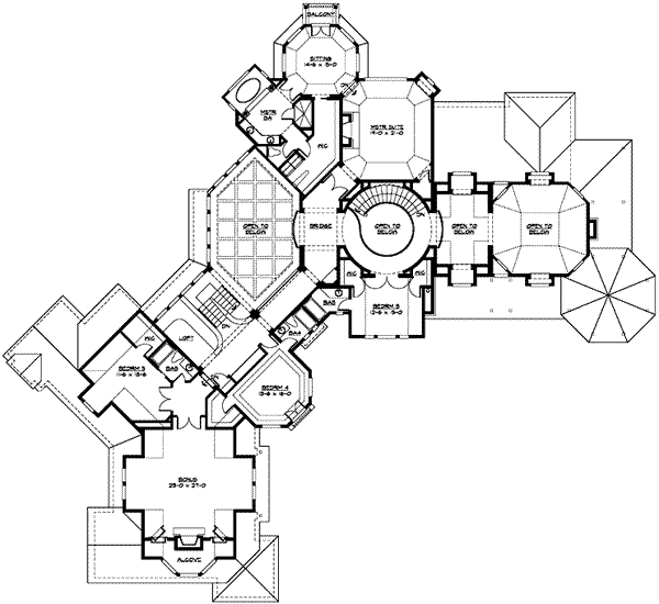 craftsman style mansion, upper floor plan