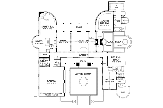 Floor Plan - Main Floor for Adobe / Southwestern House Plan #929-685 - 3 bed, 3.5 bath