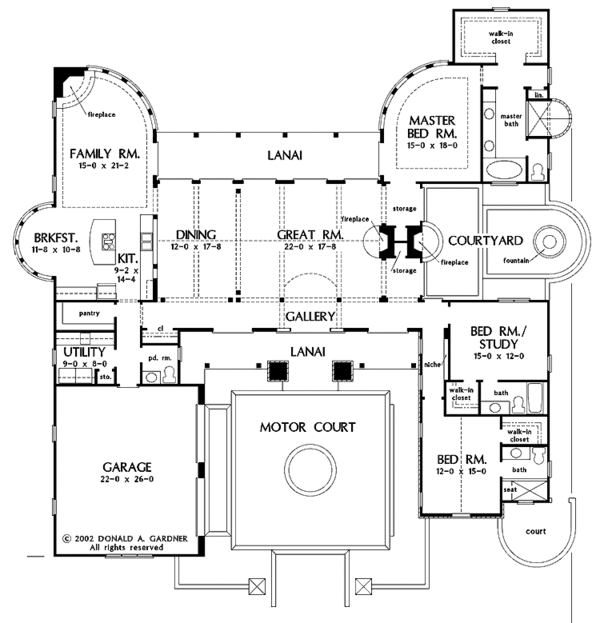 Architectural House Design - Adobe / Southwestern Floor Plan - Main Floor Plan #929-685