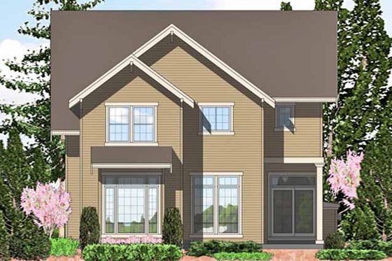 Exterior - Rear Elevation for European House Plan #48-836 - 3 bed, 2.5 bath