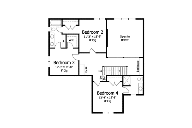 Home Plan - Floor Plan - Upper Floor for Colonial House Plan #51-1041 - 4 bed, 3.5 bath