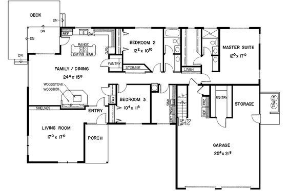 Floor Plan - Main Floor for Country House Plan #60-923 - 3 bed, 2 bath