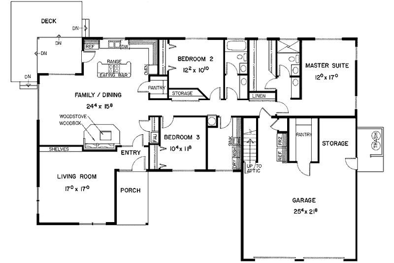 Home Plan - Floor Plan - Main Floor for Country House Plan #60-923 - 3 bed, 2 bath