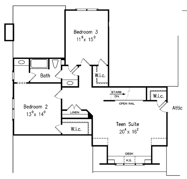 Country Floor Plan - Upper Floor Plan #927-295