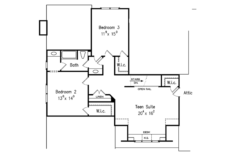 Home Plan - Floor Plan - Upper Floor for Country House Plan #927-295 - 4 bed, 3 bath