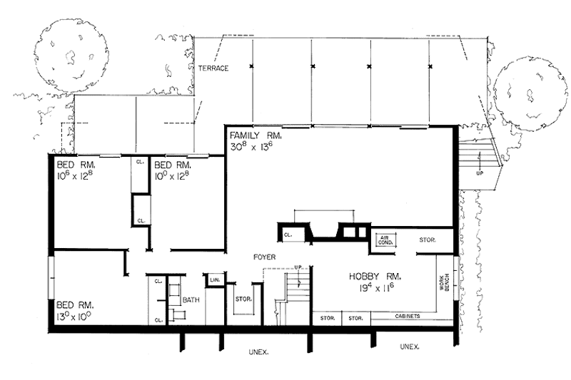 Home Plan - Floor Plan - Lower Floor for Contemporary House Plan #72-575 - 5 bed, 3.5 bath