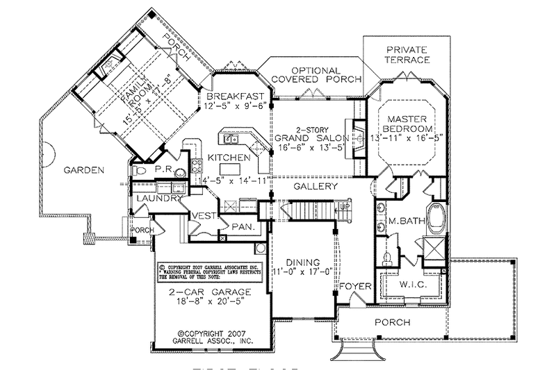 House Blueprint - Floor Plan - Main Floor for Victorian House Plan #54-259 - 3 bed, 2.5 bath