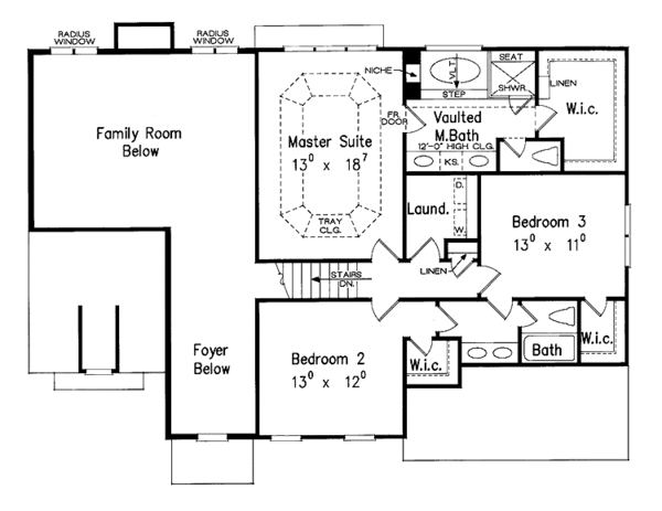 Architectural House Design - Classical Floor Plan - Upper Floor Plan #927-622