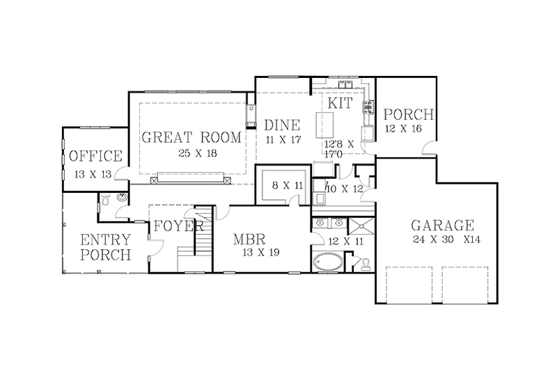 Architectural House Design - Floor Plan - Main Floor for Craftsman House Plan #939-10 - 4 bed, 2 bath