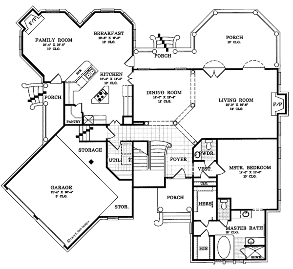 Dream House Plan - Victorian Floor Plan - Main Floor Plan #952-55