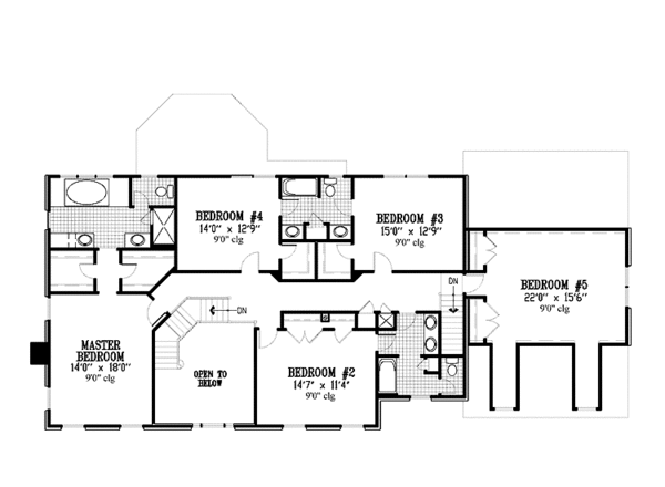 House Blueprint - Country Floor Plan - Upper Floor Plan #953-57