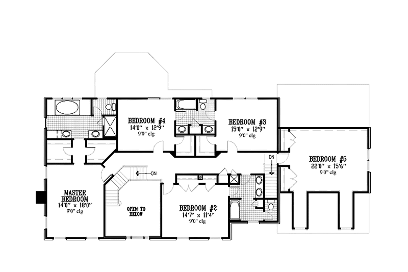 Architectural House Design - Floor Plan - Upper Floor for Country House Plan #953-57 - 5 bed, 3.5 bath