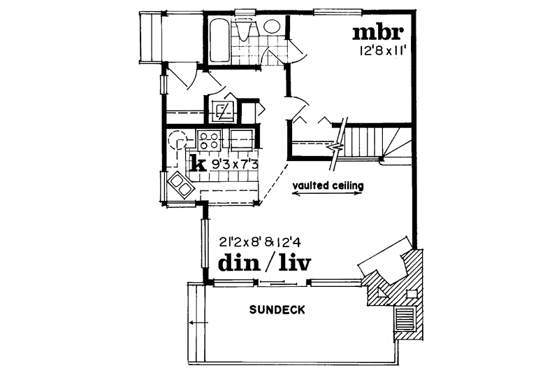 House Design - Floor Plan - Main Floor for Contemporary House Plan #47-653 - 1 bed, 1 bath
