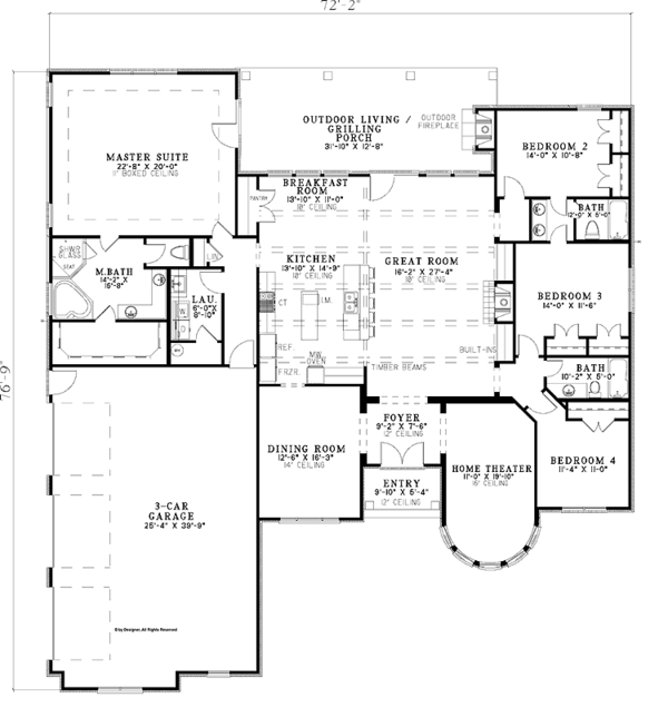 House Design - Country Floor Plan - Main Floor Plan #17-3340