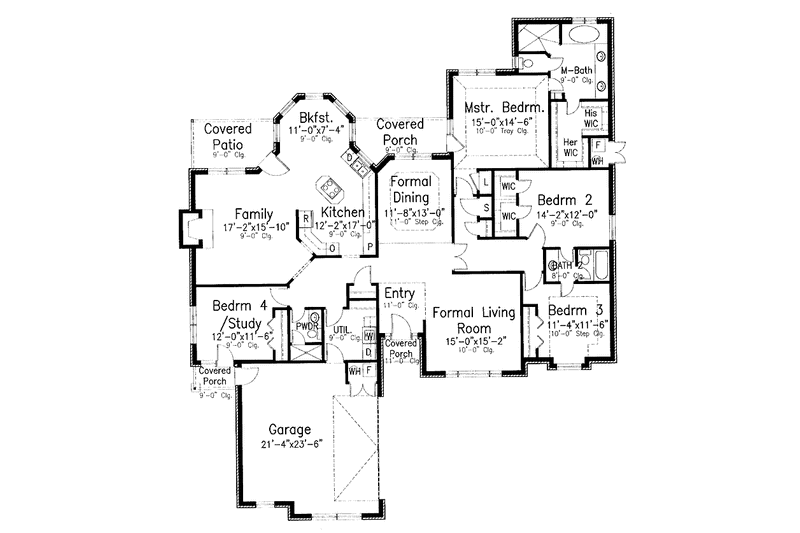 Home Plan - Floor Plan - Main Floor for Country House Plan #52-251 - 4 bed, 3 bath