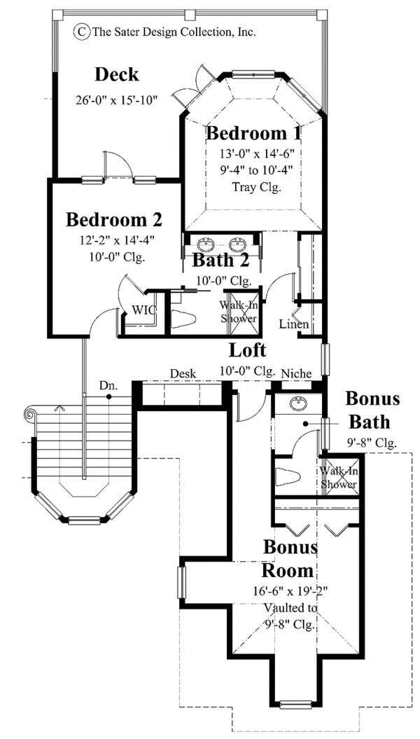 Architectural House Design - Mediterranean Floor Plan - Upper Floor Plan #930-297