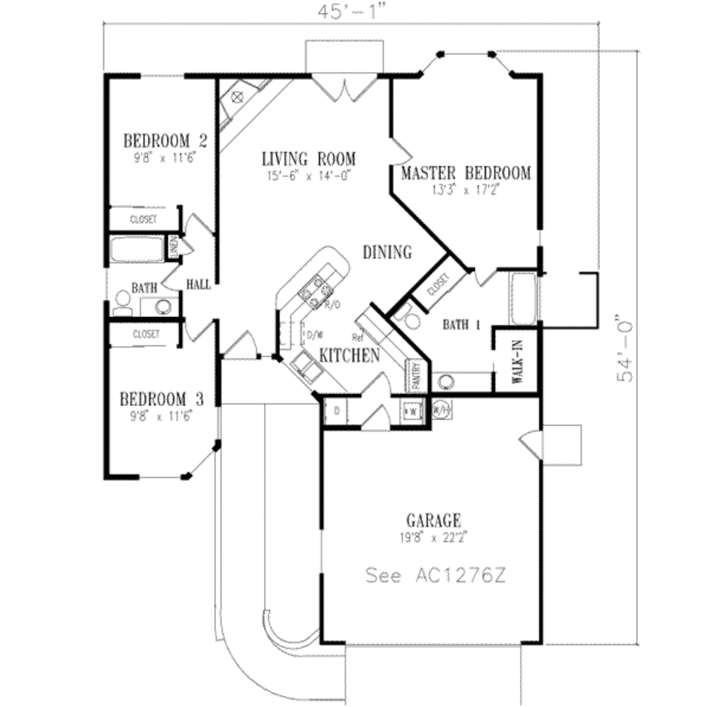 Adobe Southwestern Style House Plan 3 Beds 2 Baths 1276 Sq Ft Plan 1 219