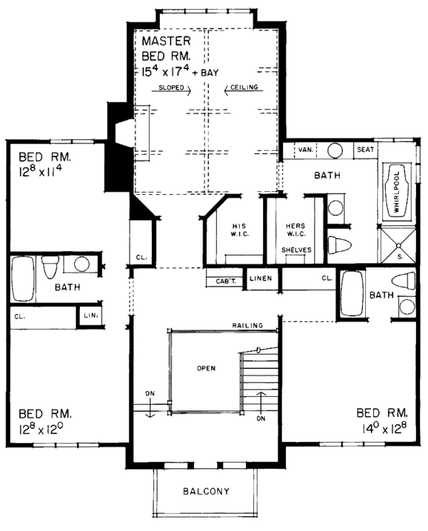 Home Plan - Tudor Floor Plan - Upper Floor Plan #72-876