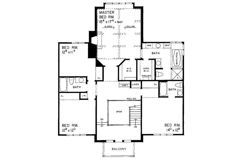 Home Plan - Floor Plan - Upper Floor for Tudor House Plan #72-876 - 4 bed, 3 bath