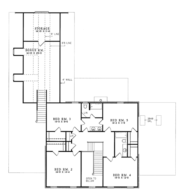 Architectural House Design - Classical Floor Plan - Upper Floor Plan #17-2618