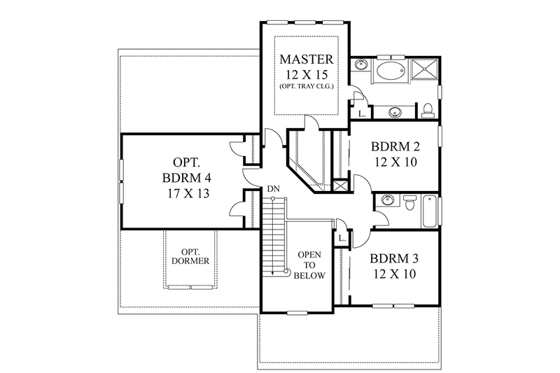 Architectural House Design - Floor Plan - Upper Floor for Colonial House Plan #1053-67 - 3 bed, 2.5 bath