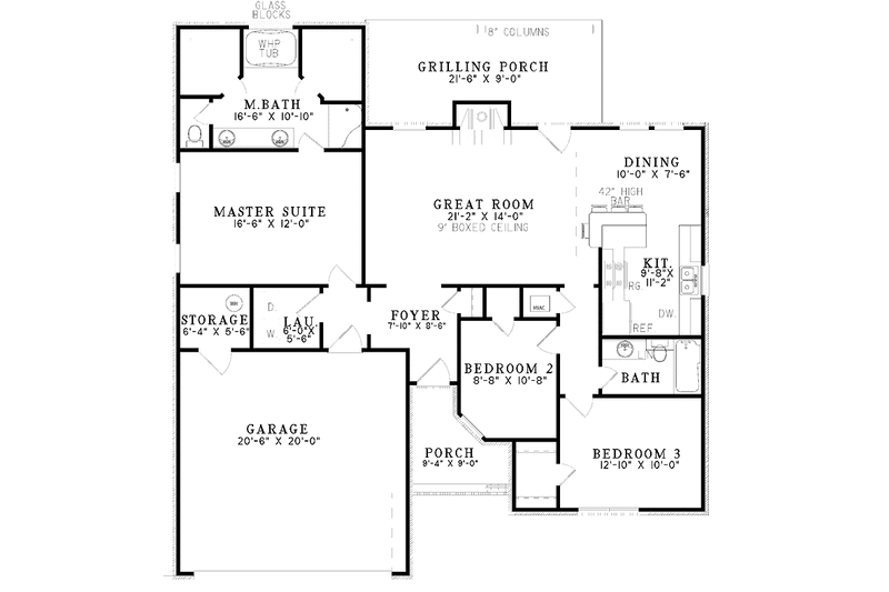 House Plan Design - Floor Plan - Main Floor for Ranch House Plan #17-3124 - 3 bed, 2 bath