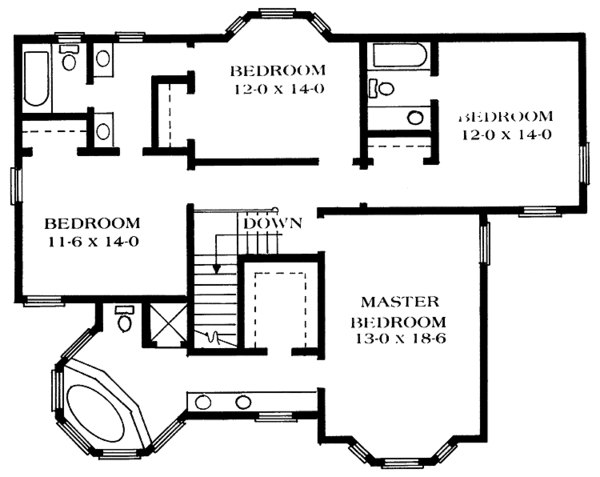 Architectural House Design - Victorian Floor Plan - Upper Floor Plan #1014-32