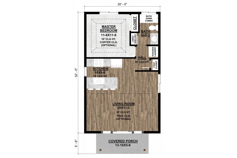 House Blueprint - Floor Plan - Main Floor for Cottage House Plan #1077-7 - 1 bed, 1 bath
