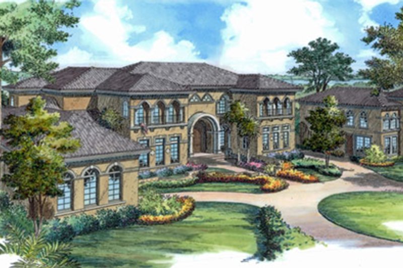 Home Plan - Exterior - Front Elevation 4 for Mediterranean House Plan #417-817 - 6 bed, 6 bath