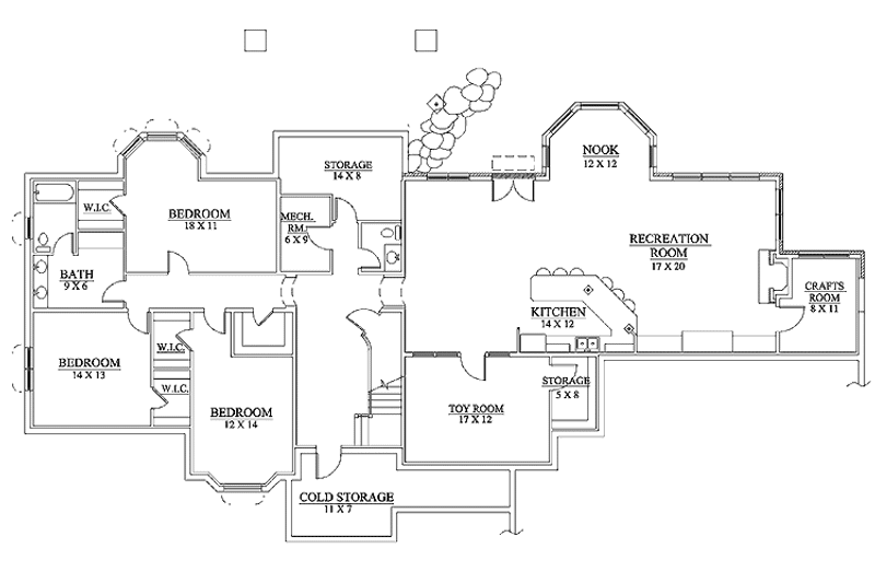 Home Plan - Floor Plan - Lower Floor for Country House Plan #945-61 - 6 bed, 4.5 bath