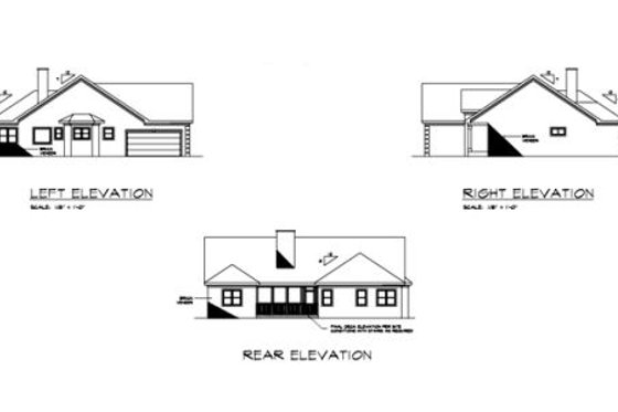 Exterior - Rear Elevation for Traditional House Plan #56-234 - 3 bed, 2 bath